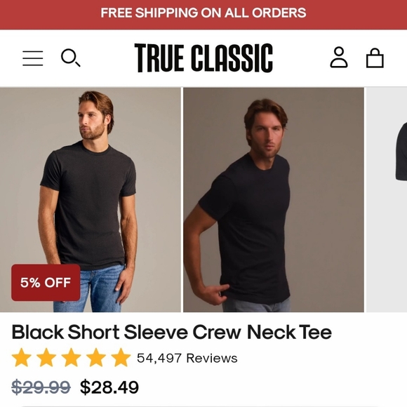 BRAND NEW TRUE CLASSIC SHORT SLEEVE TEES (package of 3) - Picture 6 of 8